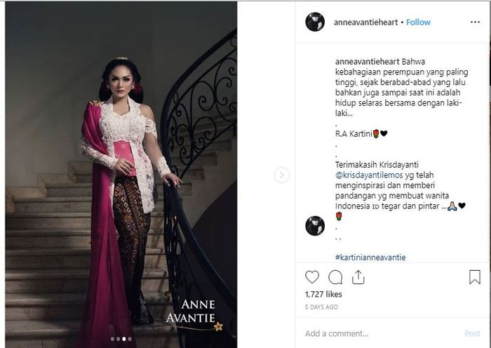 Hari Kartini 2019: Intip Inspirasi Kebaya Rancangan Anne Avantie yang