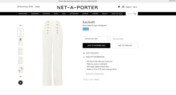 Balmain Button Detailed Crepe Wide Leg Pants.