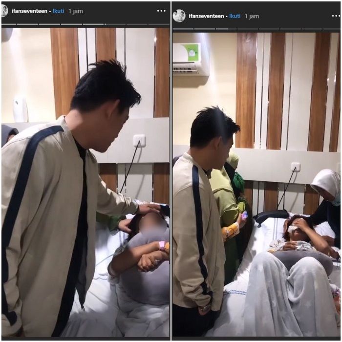 Audrey sesekali mengusap air matanya saat dijenguk <a href='https://pontianak.tribunnews.com/tag/ifan-seventeen' title='Ifan Seventeen'>Ifan Seventeen</a>