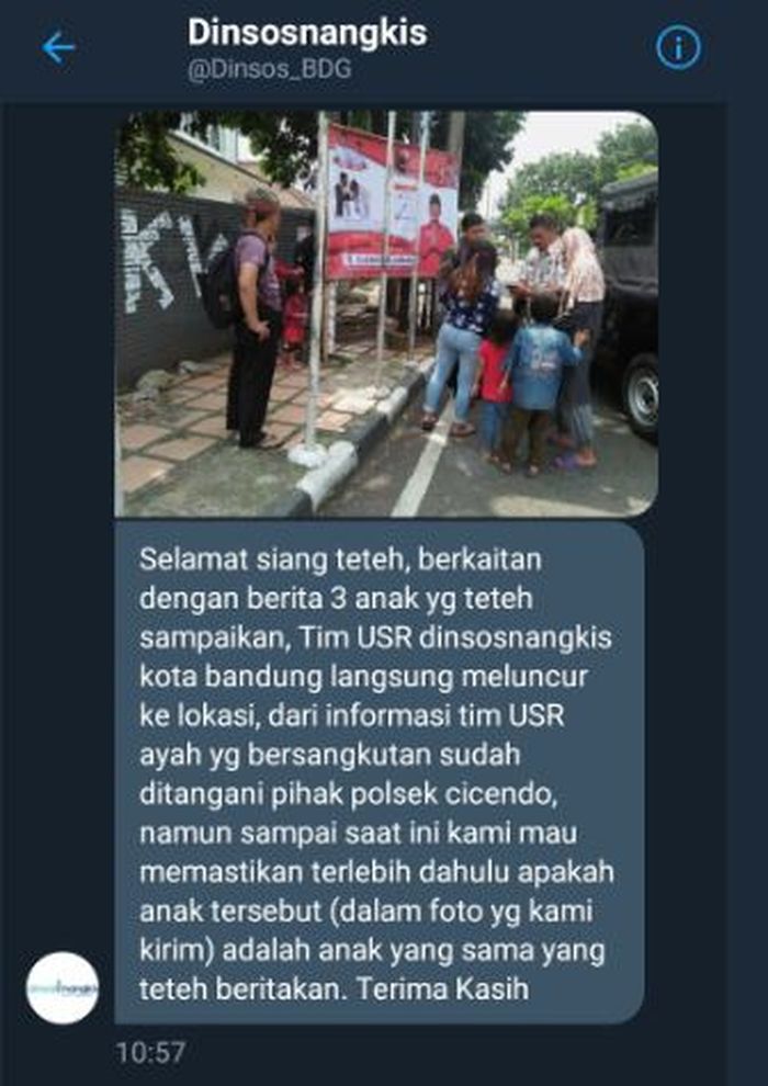 Konfirmasi dari Dinas Sosial dan Penanggulangan Kemiskinan Kota Bandung