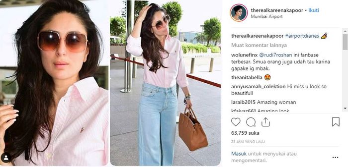 tangkap layar unggahan foto Kareena Kapoor.