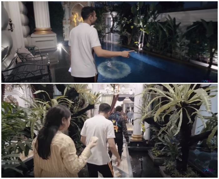 Kolam renang dan sungai mini buatan di dalam rumah Crazy Rich Pondok Indah yang dikunjungi Raffi Ahmad dan Nagita Slavina.
