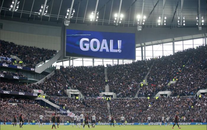 Suasana laga pekan ke-34 Liga Inggris antara Tottenham Hotspur dan Huddersfield Town di Tottenham Hotspur Stadium, Sabtu (13/4/2019).