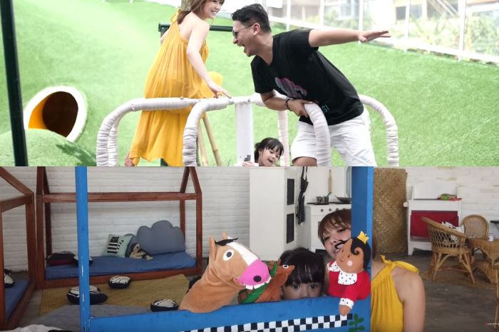 Gading Marten dan Gisella Anastasia saat bermain bersama Gempita.