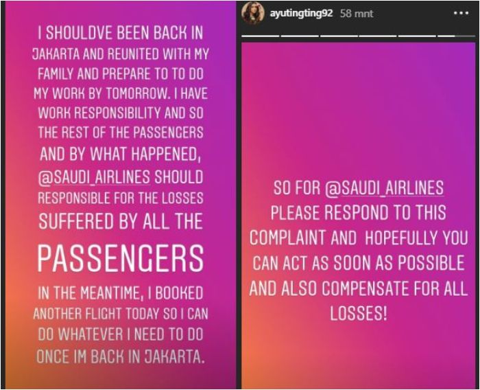 Ayu Ting Ting geram dengan sikap tak bertanggung jawab pihak maskapai dan berharap untuk segera dapat biaya ganti rugi.