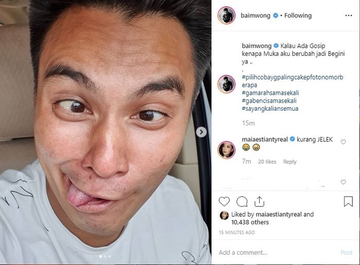 Unggahan Baim Wong, soal caranya menanggapi gosip.