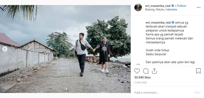 Evi Masamba kembali unggah foto mesra dengan suami, Arif Hajrianto.