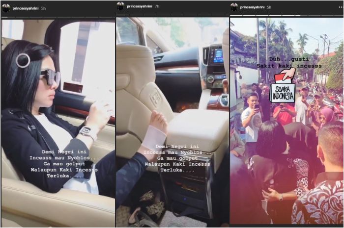 Tangkapan Instastory Syahrini saat beragkat ke TPS
