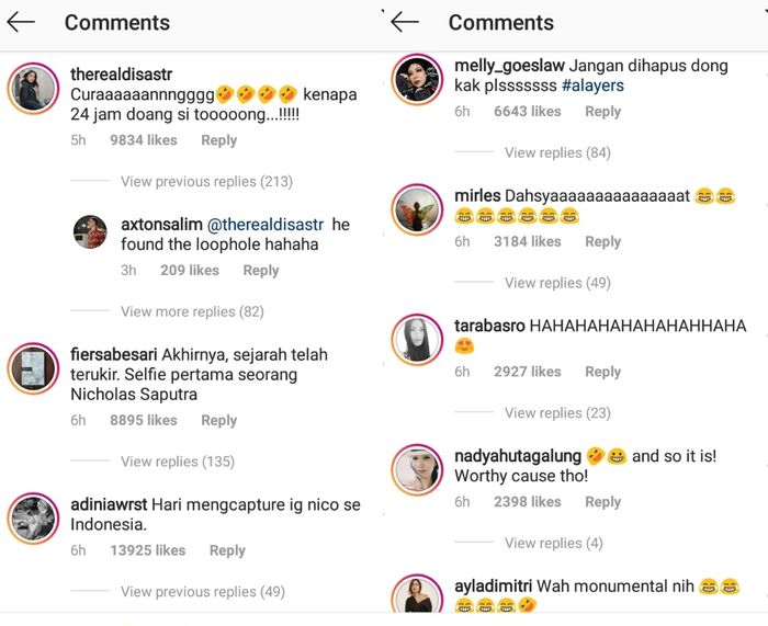 Komentar IG Nicholas Saputra