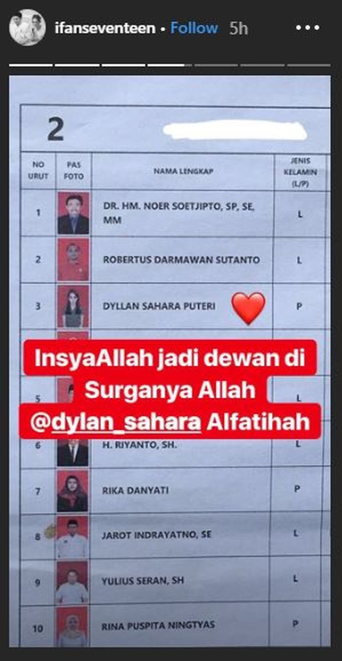 Postingan Ifan Seventeen di hari Pemilu 2019
