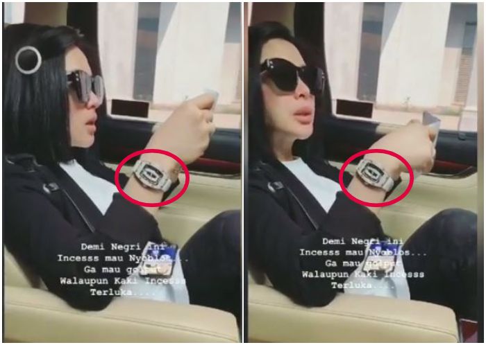 Syahrini terpergok pakai jam tangan mewah senilai milyaran rupiah saat nyoblos Pemilu 2019 ke TPS dekat rumah.