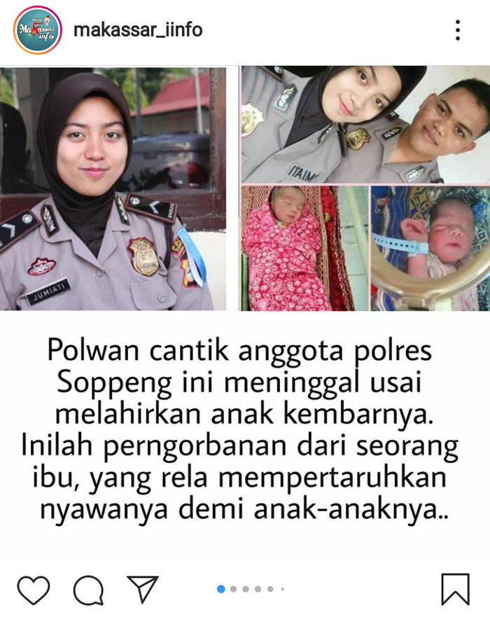 Polwan Cantik Meninggal Setelah Lahirkan Anak Kembar, Pesan Suaminya Bikin Hati Terenyuh