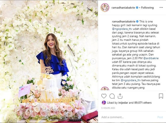Unggahan momen kejutan ulang tahun Nia Ramadhani