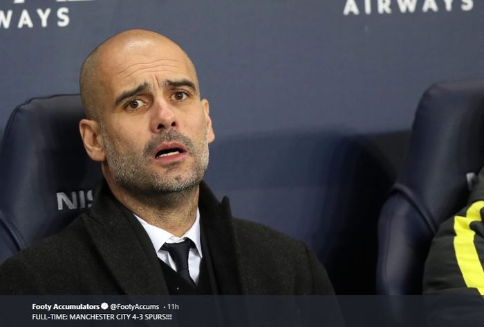 Pelatih Manchester City, Pep Guardiola tampak kecewa dengan kegagalan timnya melangkah ke semifinal Liga Champions