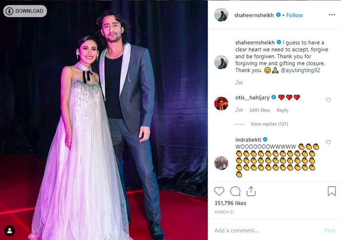 Ucapan terima kasih Shaheer Sheikh kepada Ayu Ting Ting.