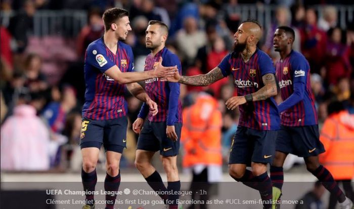 Barcelona mengalahkan Real Sociedad di Camp Nou, 20 April 2019.