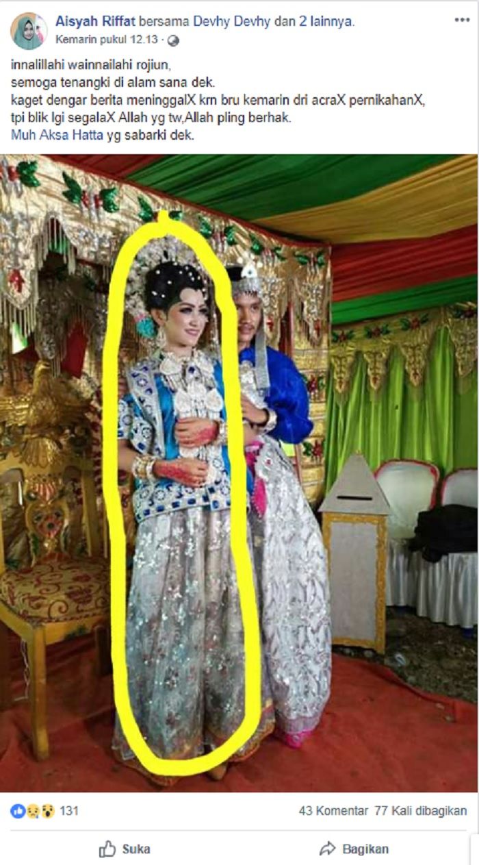 seorang istri meninggal dunia setelah menikah