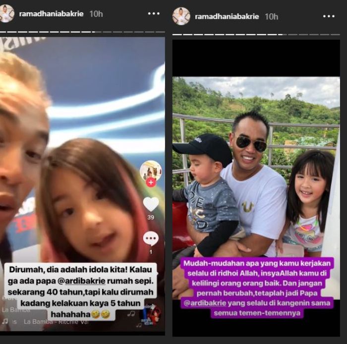 Unggahan Nia Ramadhani di Instagram Story, Senin (22/4/2019).