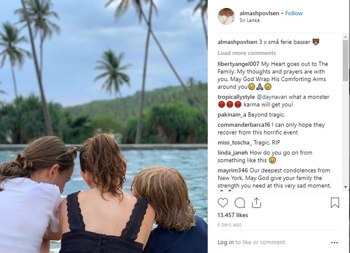 Unggahan terakhir salah satu anak Povlsen saat mereka berlibur di Sri Lanka