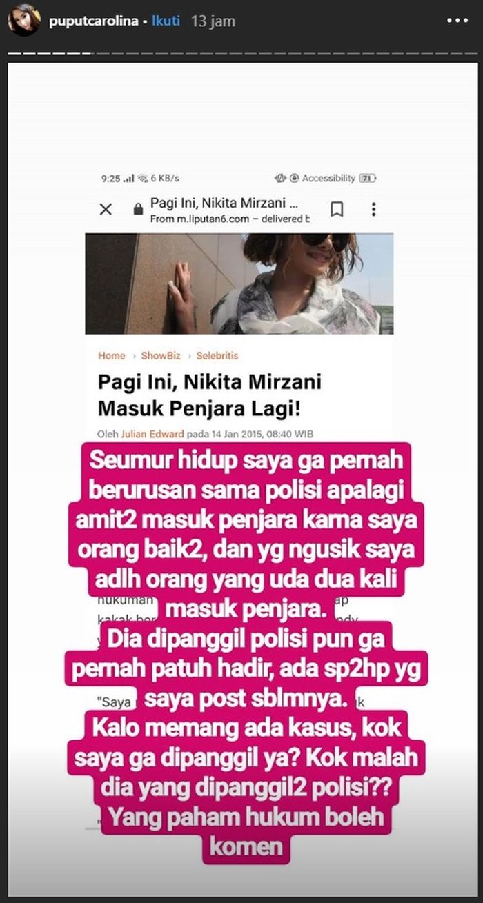 Puput Carolina VS Nikita Mirzani