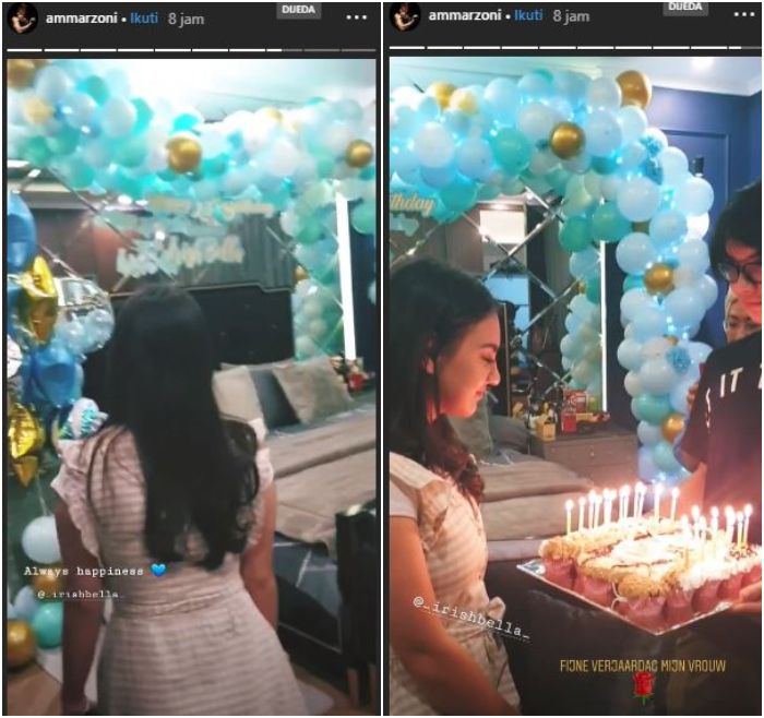 Pesta kejutan ulang tahun Irish Bella dari Ammar Zoni.