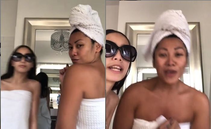 Aksi Anggun dan sang putri saat bernyanyi