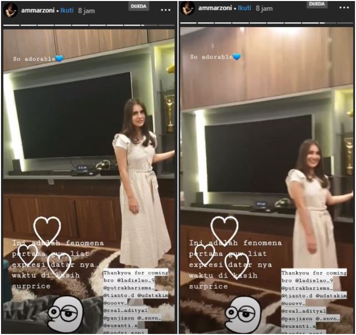 Wajah datar Irish Bella saat diberi pesta kejutan dari Ammar Zoni.