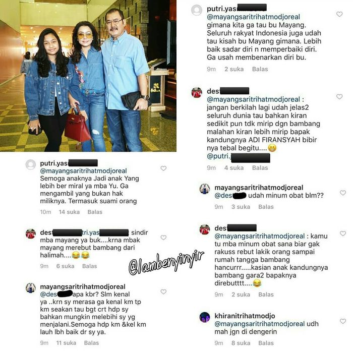 Unggahan Kometar Dalam Akun Instagram Mayangsari