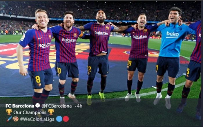 Barcelona bersama Lionel Messi pastikan gelar juara Liga Spanyol 2018-2019, trofi terakhir mereka di kompetisi ini.