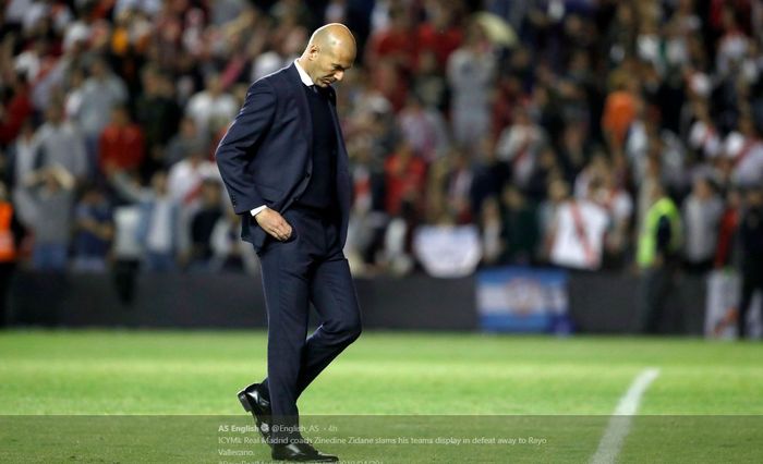 Reaksi pelatih Real Madrid, Zinedine Zidane.