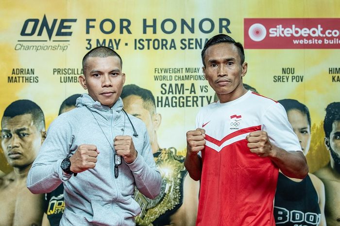 Duo atlet ONE Championship asal Indonesia yang akan saling bertarung, Paul Lumihi (kiri) dan Sunoto.