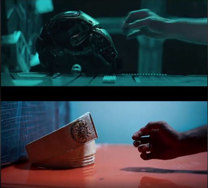 Tengkolok dalam adegan helm ironman.