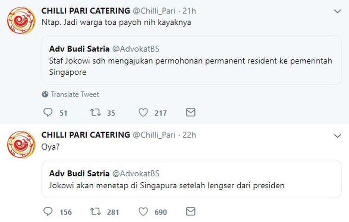 Presiden Joko Widodo diisukan bakal akan menetap di Singapura setelah dirinya lengser dari masa jabatannya.