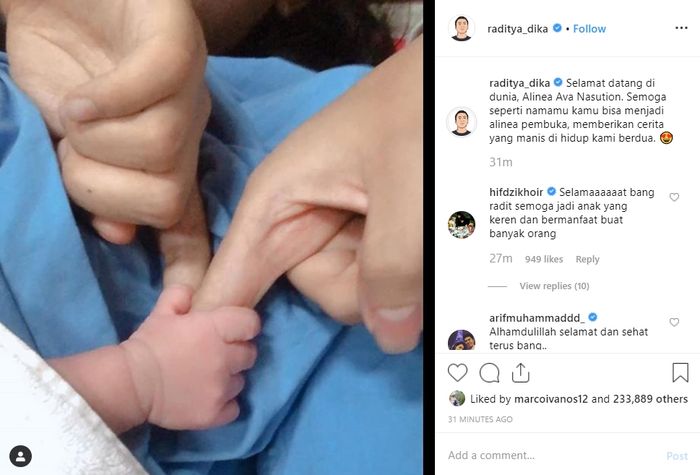 Kelahiran putri Raditya Dika