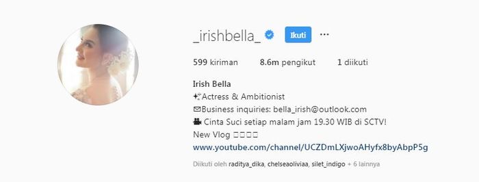 Akun Instagram Irish Bella