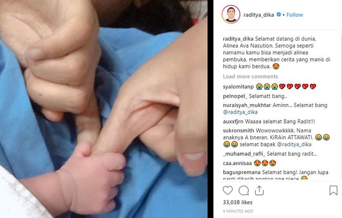 Raditya Dika jadi ayah di hari pertama