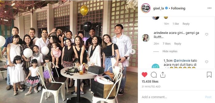 Komentar warganet akibat tak adanya Gempi saat Gisel dan Wijin makan bersama.