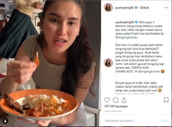 Ayu Ting Ting Promosi Bisnis Kuliner Siang-siang, Warganet : ‘Enggak Bisa Post Malem Aja?’