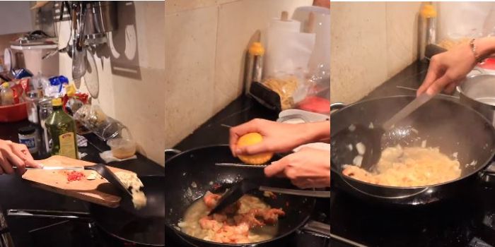 Paula Verhoeven kala memasak menu buka puasa untuk Baim Wong.
