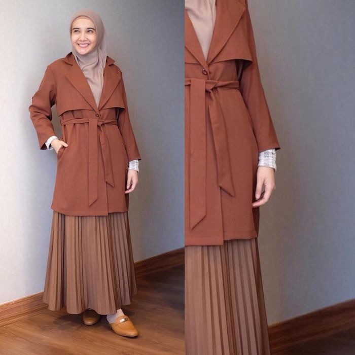 Tren Baju Lebaran 2019: Modis dengan Rok Plisket Hijab ala Shireen dan Zaskia Sungkar - Outer