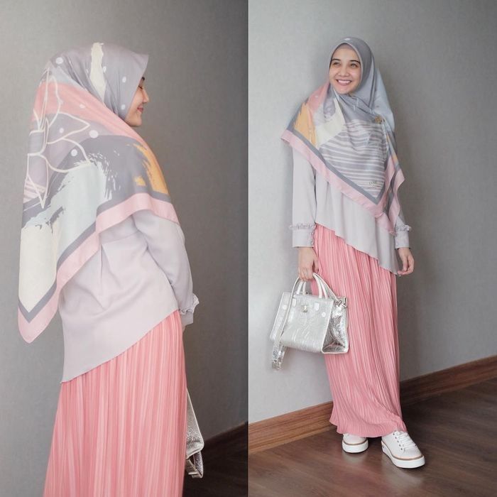 Tren Baju Lebaran 2019 Modis dengan Rok Plisket Hijab ala 