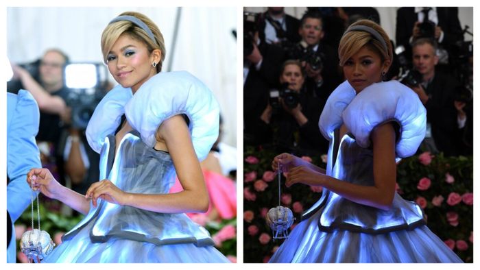Tas Zendaya yang mirip kereta labu seperti dalam animasi Cinderella.
