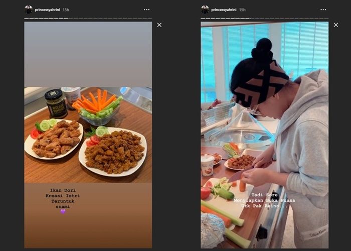 Hidangan buka puasa yang disiapkan Syahrini untuk Reino Barack.