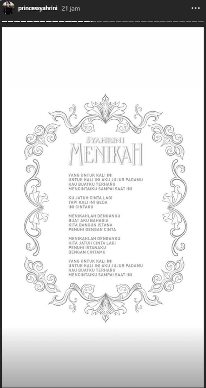 Lirik lagu Menikah kado Syahrini untuk Reino Barack.