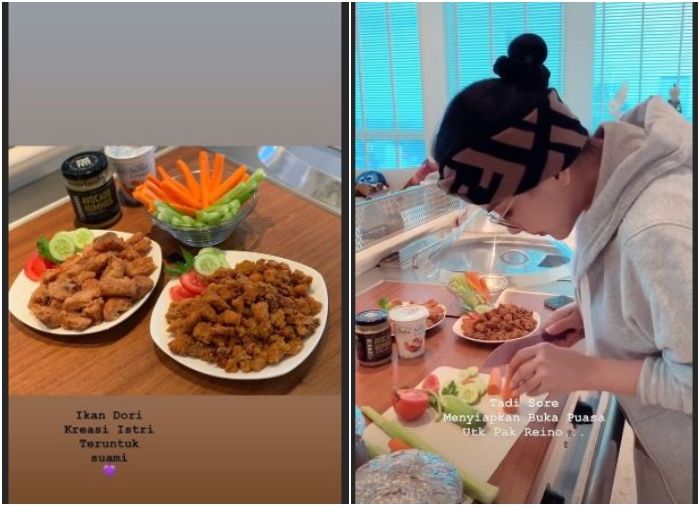Syahrini memasak dan menyiapkan menu berbuka puasa untuk sang suami, Reino Barack.