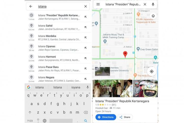 Alamat kediaman Prabowo di Google Maps