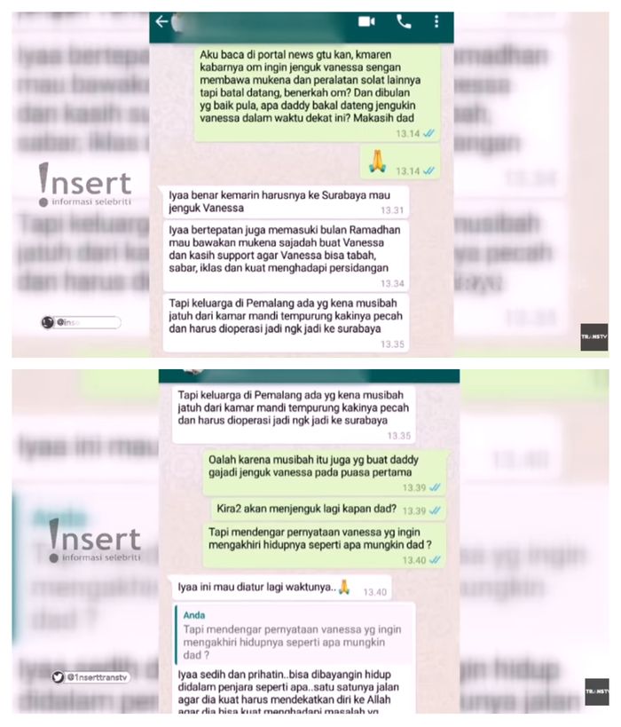 Pesan singkat dari ayah Vanessa Angel, Doddy Sudrajat.