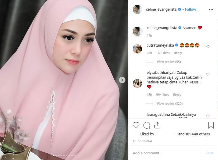 Celine Evangelista mengaku nyaman saat pakai hijab