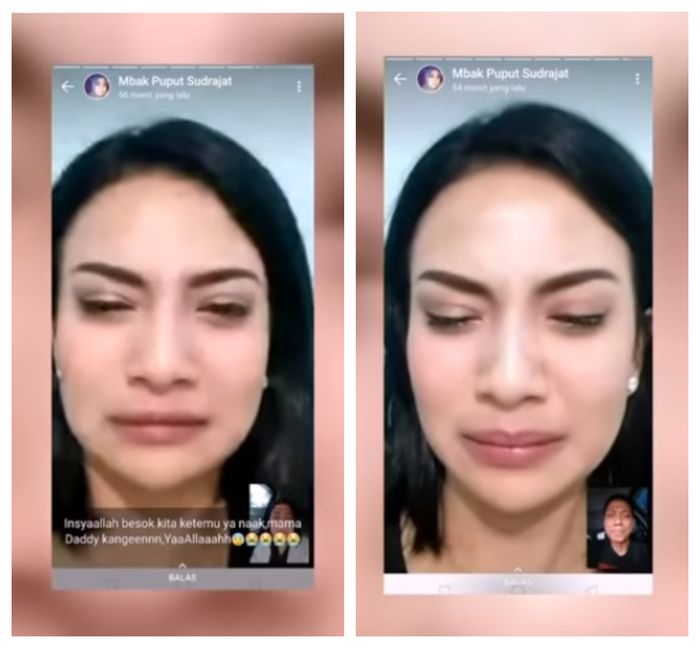 Vanessa Angel menangis saat terima video call dari ayahnya.