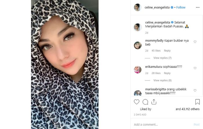 Celine Evangelista tampil berhijab